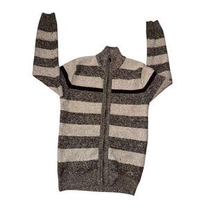 Silver Needle Striped Full-Zip Cardigan Sweater L